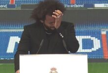 صورة مارسيلو يبكي في مؤتمر وداعه لريال مدريد