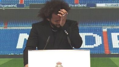 صورة مارسيلو يبكي في مؤتمر وداعه لريال مدريد
