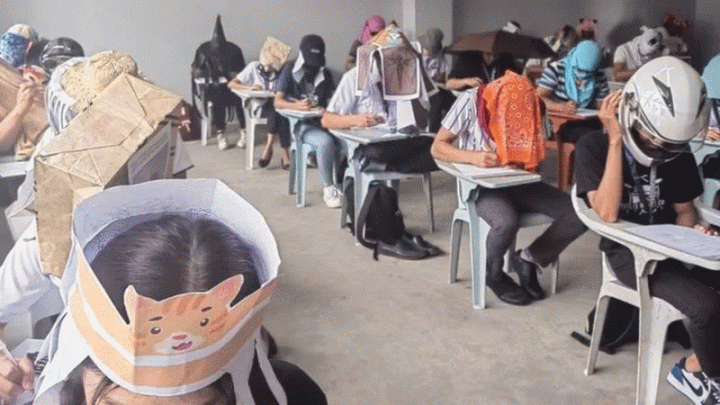 صورة طلبة يبتكرون طريقة طريفة لمنع الغش في الامتحانات