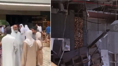 صورة انهيار سقف مطعم على رؤوس الزبائن في أشهر مركز تجاري بالكويت