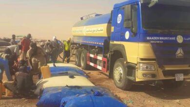 صورة إنشيري : معادن موريتانيا توزع زهاء 100 طن من المياه على مجاهر التنقيب بالولاية