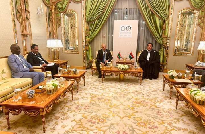 صورة رئيس الجمهورية يلتقي رئيس المجلس الرئاسي الليبي على هامش قمة الرياض