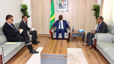 صورة ولد مرزوك يتسلم نسخة من أوراق اعتماد السفير الفرنسي الجديد