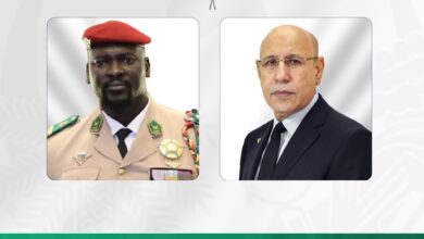 صورة رئيس الجمهورية يهنئ فخامة رئيس جمهورية غينيا بمناسبة احتفال بلاده بعيدها الوطني.