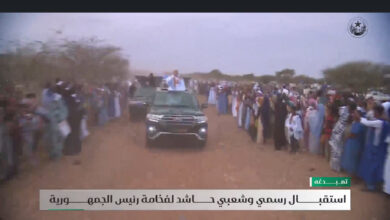 صورة رئيس الجمهورية يصل إلى تمبدغه، المحطة السابعة من زيارة التفقد والاطلاع التي يؤديها حاليا لولاية الحوض الشرقي