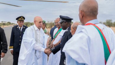 صورة رئيس الجمهورية يصل إلى جكني المحطة الثامنة والأخيرة من زيارته لولاية الحوض الشرقي