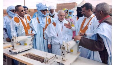 صورة وزير الثقافة والفنون يشرف على توزيع ماكينات خياطة على التعاونيات النسوية بوادان