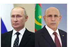 صورة رئيس الجمهورية يتلقى التهانئ من الرئيس الروسي