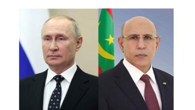 صورة رئيس الجمهورية يتلقى التهانئ من الرئيس الروسي