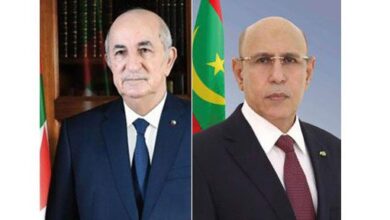 صورة رئيس الجمهورية يجري اتصالا هاتفيا مع نظيره الجزائري.