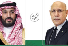 صورة رئيس الجمهورية يجري اتصالًا هاتفيًا بصاحب السمو الملكي ولي العهد السعودي.