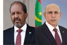 صورة رئيس الجمهورية يهنئ رئيس جمهورية الصومال، بمناسبة عيد بلاده الوطني.